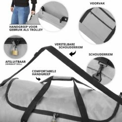 TravelZ Opvouwbare Wieltas | Reistas Op Wielen | 100 Liter | Verbeterd 2022 Model | Grijs -Voyago Winkel 1200x1200 2621