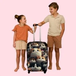 NoBoringSuitcases.com® Koffer Groot - Kat - Huisdieren - Poes - Bruin - Grijs - Trolley Koffer Met TSA-slot - Met Wielen - 90 Liter - Reiskoffer - 66 Cm -Voyago Winkel 1200x1200 264