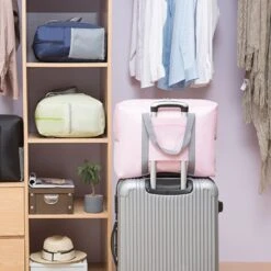 Merkloos TDR-Draagbare Opvouwbare Opbergtas -Handbagage Reistas-Weekendtas- Roze -Voyago Winkel 1200x1200 2663