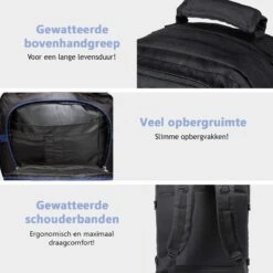 CabinMax Metz Reistas– Handbagage 44L- Rugzak – Schooltas - Backpack 55x40x20cm – Lichtgewicht - Zwart (MZ BK) 14 CabinMax Metz Reistas– Handbagage 44L- Rugzak – Schooltas - Backpack 55x40x20cm – Lichtgewicht - Zwart (MZ BK) -Voyago Winkel 1200x1200 2745