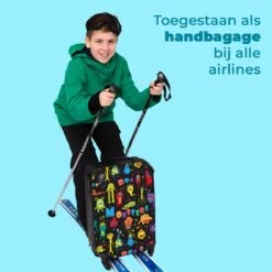 NoBoringSuitcases.com® Koffer - Monster - Kleuren - Kinderen - Ruimte - Past Binnen 55x40x20 Cm En 55x35x25 Cm - Handbagage - Trolley - Fotokoffer - Cabin Size - Print -Voyago Winkel 1200x1200 281