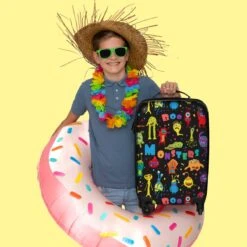 NoBoringSuitcases.com® Koffer - Monster - Kleuren - Kinderen - Ruimte - Past Binnen 55x40x20 Cm En 55x35x25 Cm - Handbagage - Trolley - Fotokoffer - Cabin Size - Print -Voyago Winkel 1200x1200 282