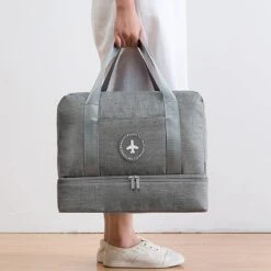 Merkloos Handbagage Reistas – Waterdicht Vak – Vak Voor Schoenen – Vak Voor Overige Spullen – Grijs -Voyago Winkel 1200x1200 2836