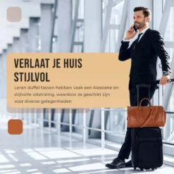 JeRie Weekendtas Voor Dames En Heren - Reistas Handbagage - 100% Echt PU Leer - Sporttas - Duffel Bag - Tas - Bruin -Voyago Winkel 1200x1200 2878