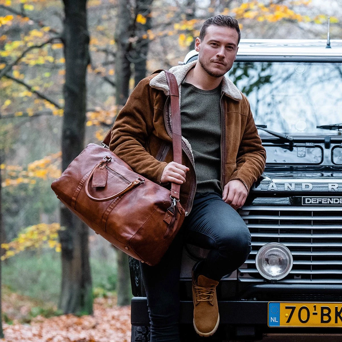 The Chesterfield Brand Leren Weekendtas Cognac Sydney Black Label 9 The Chesterfield Brand Leren Weekendtas Cognac Sydney Black Label - Afbeelding 7