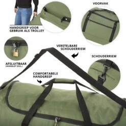 TravelZ Opvouwbare Wieltas | Reistas Op Wielen | 100 Liter | Verbeterd 2022 Model | Groen -Voyago Winkel 1200x1200 2959