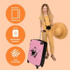 NoBoringSuitcases.com® Koffer Groot - Slak - Roze - Meisjes - Racen - Trolley Koffer Met TSA-slot - Met Wielen - 90 Liter - Reiskoffer - 66 Cm -Voyago Winkel 1200x1200 299