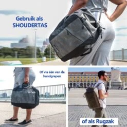 CabinMax Manhatten XL – Handbagage 20L – Rugzak Met USB Poort– Schooltas - 40x20x25 Cm – Compact Reistas – Lichtgewicht – Grijs/Zwart -Voyago Winkel 1200x1200 3050