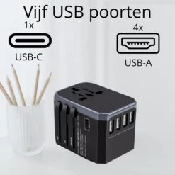 STARMAN Universele Wereldstekker Met USB-C En 3 USB Poorten - 2000 Watt Internationale Reisstekker Voor 150+ Landen - Zwart -Voyago Winkel 1200x1200 3150