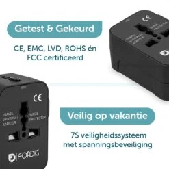 ForDig Universele Wereldstekker Met 2 Fast Charge USB Poorten - Reisstekker Geschikt Voor 150+ Landen - Reis Stekker Adapter -Voyago Winkel 1200x1200 3156