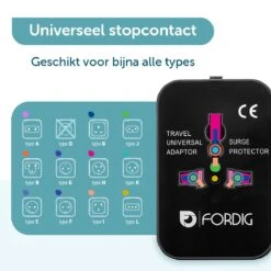 ForDig Universele Wereldstekker Met 2 Fast Charge USB Poorten - Reisstekker Geschikt Voor 150+ Landen - Reis Stekker Adapter -Voyago Winkel 1200x1200 3157