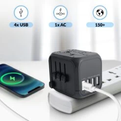 Millera Universele Wereldstekker Met 1 Fast USB-C Charge En 3 USB Poorten - Reisstekker Voor 150+ Landen – Internationale Stekker Zwart 16 Millera Universele Wereldstekker Met 1 Fast USB-C Charge En 3 USB Poorten - Reisstekker Voor 150+ Landen – Internationale Stekker Zwart -Voyago Winkel 1200x1200 3171