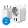 Voomy Reisstekker Engeland/UK - Wereldstekker Type G - USB-C & USB-A - Wit -Voyago Winkel 1200x1200 3189