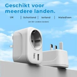 Voomy Reisstekker Engeland/UK - Wereldstekker Type G - USB-C & USB-A - Wit -Voyago Winkel 1200x1200 3194