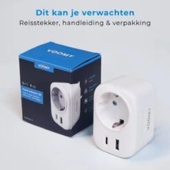 Voomy Reisstekker Engeland/UK - Wereldstekker Type G - USB-C & USB-A - Wit -Voyago Winkel 1200x1200 3195