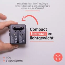 Triple J® Universele Wereldstekker – Internationale Reisstekker – 150+ Landen - Zwart -Voyago Winkel 1200x1200 3208