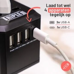 Triple J® Universele Wereldstekker – Internationale Reisstekker – 150+ Landen - Zwart -Voyago Winkel 1200x1200 3209
