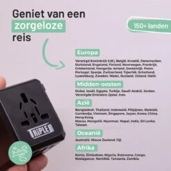 Triple J® Universele Wereldstekker – Internationale Reisstekker – 150+ Landen - Zwart -Voyago Winkel 1200x1200 3212