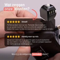 Triple J® Universele Wereldstekker – Internationale Reisstekker – 150+ Landen - Zwart -Voyago Winkel 1200x1200 3214