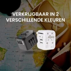 Wereldstekker Universeel - Reisstekker - USB-A En USB C Poorten - Dubai, Amerika, Engeland, Europa, Azië - Snel Lader - Type A, B, C, E, F, G, I, N - Reisaccessoires - Zwart- Inclusief Gratis Opbergtasje -Voyago Winkel 1200x1200 3220