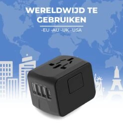 Universele Wereldstekker Met USB-C En 3 USB Poorten - Internationale Reisstekker Voor 170+ Landen - Reisstekker Amerika - Reisstekker Engeland - Reisstekker Australië - Wereldwijd - Inclusief Gratis Flossy Oplaadkabel - Zwart -Voyago Winkel 1200x1200 3221