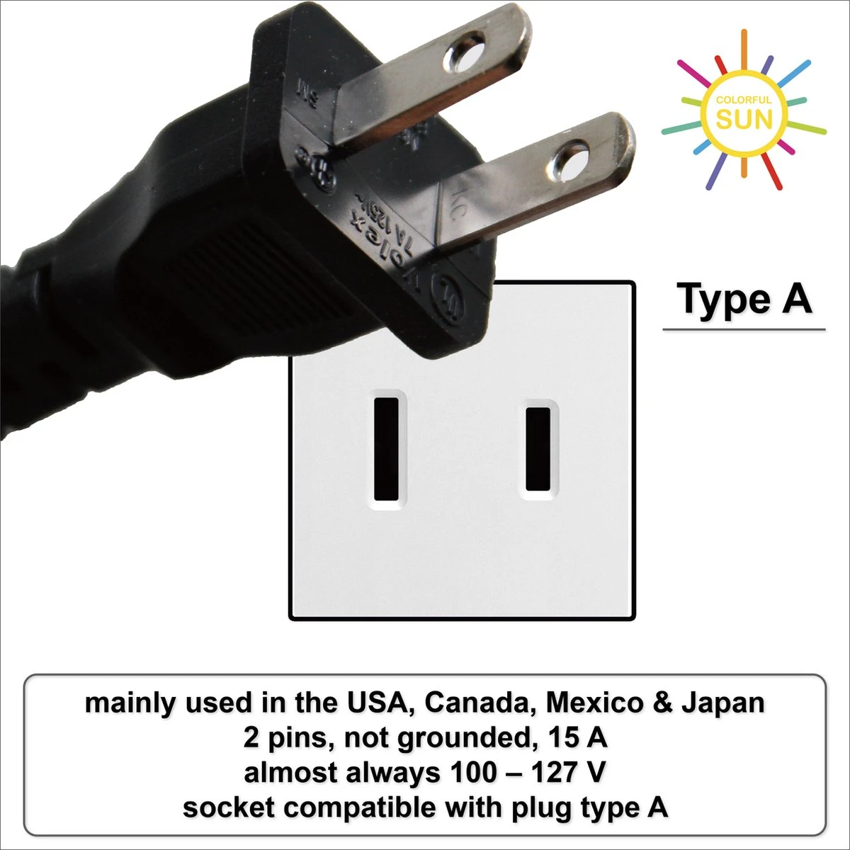 Colorful Sun® Universele Wereldstekker - Amerika, China - Reisstekker Type A & B - 1 Stuk - Europa(EU), Italië(IT), Brazilië(BR) Naar USA, VS, Amerika, Canada, Mexico, Japan En China - Gratis Kabel Organiser - Wit 6 Colorful Sun® Universele Wereldstekker - Amerika, China - Reisstekker Type A & B - 1 Stuk - Europa(EU), Italië(IT), Brazilië(BR) Naar USA, VS, Amerika, Canada, Mexico, Japan En China - Gratis Kabel Organiser - Wit - Afbeelding 4