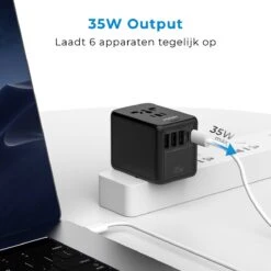 Voomy Reisstekker 35W Snellader - 2 USB-C & 3 USB-A Poorten - Wereldstekker Universeel - Zwart 13 Voomy Reisstekker 35W Snellader - 2 USB-C & 3 USB-A Poorten - Wereldstekker Universeel - Zwart -Voyago Winkel 1200x1200 3233
