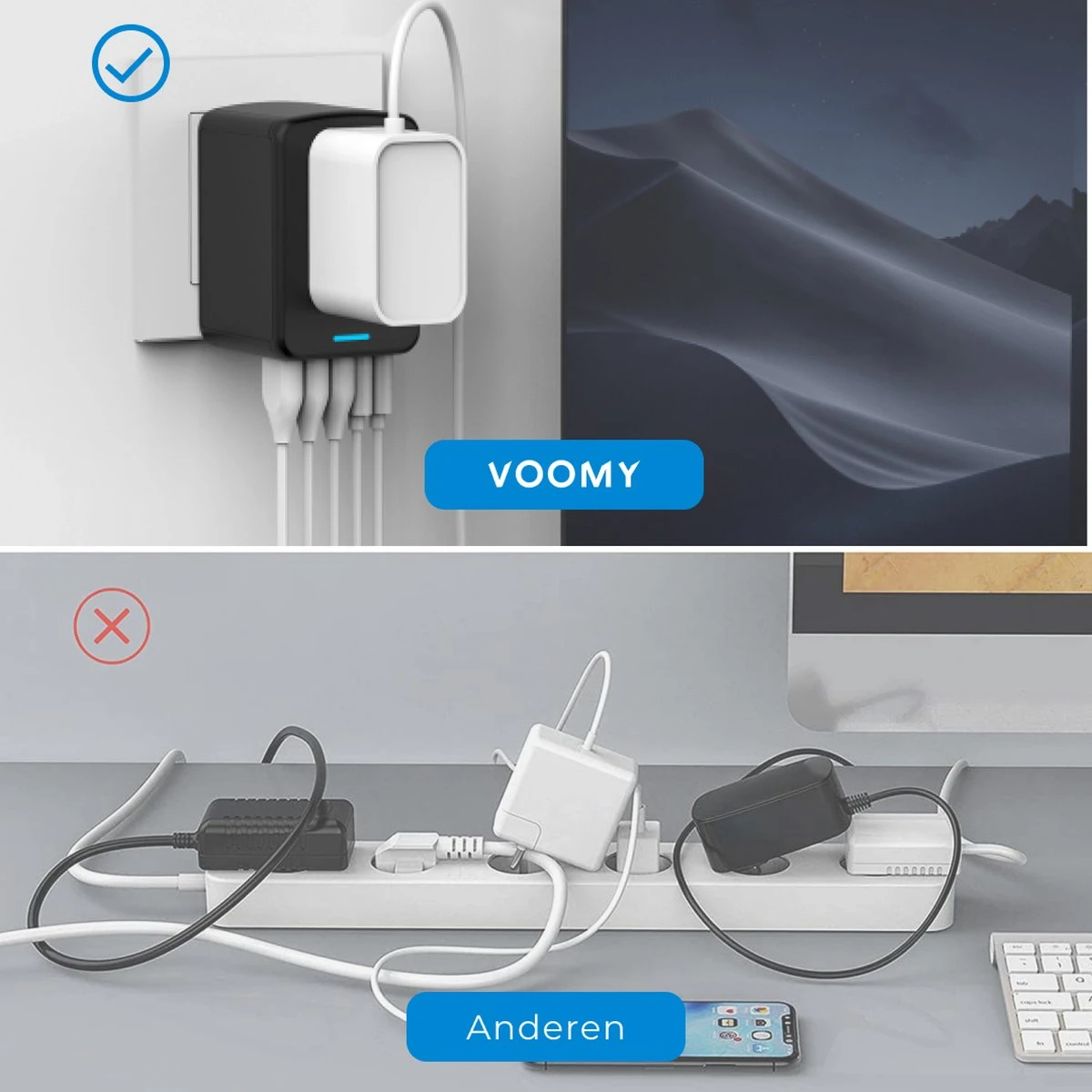 Voomy Reisstekker 35W Snellader - 2 USB-C & 3 USB-A Poorten - Wereldstekker Universeel - Zwart 9 Voomy Reisstekker 35W Snellader - 2 USB-C & 3 USB-A Poorten - Wereldstekker Universeel - Zwart - Afbeelding 7