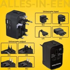 Universele Wereldstekker Met 2 USB Poorten - Zwart -Voyago Winkel 1200x1200 3240