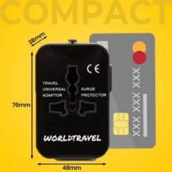 Universele Wereldstekker Met 2 USB Poorten - Zwart -Voyago Winkel 1200x1200 3243