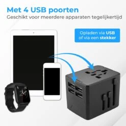 Nuvance - Universele Wereldstekker - Met 4 USB Poorten - Internationale Reisstekker - Amerika En Engeland - Reisadapter Voor 150+ Landen -Voyago Winkel 1200x1200 3249