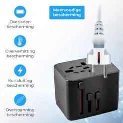 Nuvance - Universele Wereldstekker - Met 4 USB Poorten - Internationale Reisstekker - Amerika En Engeland - Reisadapter Voor 150+ Landen -Voyago Winkel 1200x1200 3250