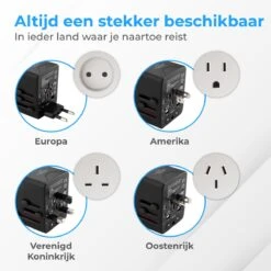 Nuvance - Universele Wereldstekker - Met 4 USB Poorten - Internationale Reisstekker - Amerika En Engeland - Reisadapter Voor 150+ Landen -Voyago Winkel 1200x1200 3251