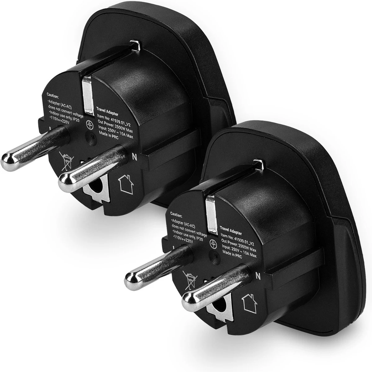 Kwcommerce Reisstekker UK Naar EU – Geschikt Voor Stopcontacten Type C, E En F - Set Van 2 Stuks - Reisadapters - Zwart 12 Kwcommerce Reisstekker UK Naar EU – Geschikt Voor Stopcontacten Type C, E En F - Set Van 2 Stuks - Reisadapters - Zwart - Afbeelding 10