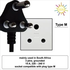 Colorful Sun® Universele Wereldstekker - Zuid Afrika - Reisstekker Type M - 1 Stuk - Europa, EU / US / CN / AU / FR / JP / IT Naar ZA Zuid Afrika, South Africa, Sri Lanka, Tsjaad, Ghana, Bahrein, Mauritius, Somalië, Mozambique En Namibië - Wit -Voyago Winkel 1200x1200 3318