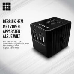 AV Travels Universele Wereldstekker - Internationale Reisstekker Voor 150+ Landen - USB Type C & USB Poorten - Reisstekker Engeland & Amerika - 2000 Watt -Voyago Winkel 1200x1200 3350
