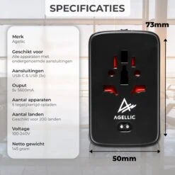 Agellic® 3 In 1 Reisstekker – Incl. Powerbank 5.000 MAh & Wireless Charger – Wereldstekker – Type G – Zuid-Afrika – Engeland Naar Europa – Amerika – Engelse Reisadapter -Voyago Winkel 1200x1200 3361