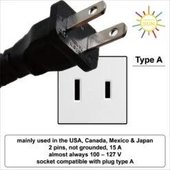Colorful Sun® Universele Wereldstekker - Amerika, China - Reisstekker Type A & B - 1 Stuk - Europa(EU), Italië(IT), Brazilië(BR) Naar USA, VS, Amerika, Canada, Mexico, Japan En China - Gratis Kabel Organiser - Zwart -Voyago Winkel 1200x1200 3363