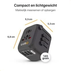 LUSQ® Reisstekker Voor Wereld - 4 USB Poorten - 170+ Landen - Wereldstekker Universeel - Zwart -Voyago Winkel 1200x1200 3369