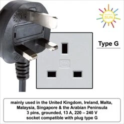 Colorful Sun® Reisstekker Engeland/UK - Universele Wereldstekker Type G - 1 Stuk - EU / US / CN / AU / FR / JP / IT / IN Naar UK - Universele Naar Verenigd Koninkrijk, Ierland, Malta, Maleisië En Singapore - 2-voudig - Wit -Voyago Winkel 1200x1200 3383