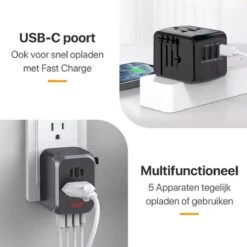 AMS® Universele Wereldstekker Met 1x USB-C En 3x USB Poorten - Reisstekker - Wereldstekker - Internationale Reisstekker Voor 150+ Landen - Reizen - Amerika (USA) - Engeland (UK) - Australië - Azië - Zuid Amerika - Afrika – Reis Adapter En Oplader -Voyago Winkel 1200x1200 3394