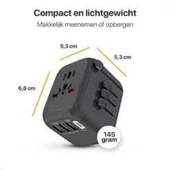 AMS® Universele Wereldstekker Met 1x USB-C En 3x USB Poorten - Reisstekker - Wereldstekker - Internationale Reisstekker Voor 150+ Landen - Reizen - Amerika (USA) - Engeland (UK) - Australië - Azië - Zuid Amerika - Afrika – Reis Adapter En Oplader -Voyago Winkel 1200x1200 3395