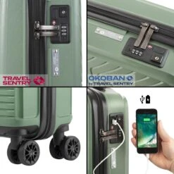 CarryOn Transport Handbagagekoffer - USB Handbagage 55cm - OKOBAN - Dubbele Wielen - Olijf -Voyago Winkel 1200x1200 344