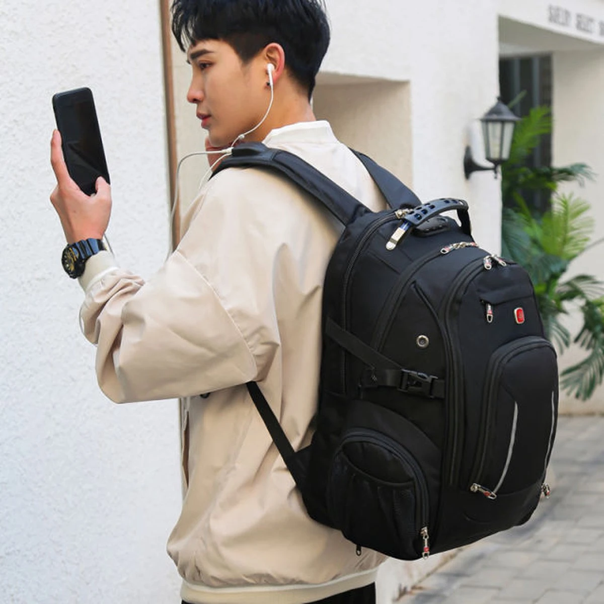 ASA-STAR Rugzak Met 2 USB Charging Anti-theft Laptopvak -Anti-Diefstal- Met Slot (zwart) - Inclusief 2 USB Oplaadstation- Backpack - School - Luxe Laptop Rugtas - Travel- Reistassen - Rugzak Slim Fit School/college Tas Jongens/meisjes -heren- Dames 4 ASA-STAR Rugzak Met 2 USB Charging Anti-theft Laptopvak -Anti-Diefstal- Met Slot (zwart) - Inclusief 2 USB Oplaadstation- Backpack - School - Luxe Laptop Rugtas - Travel- Reistassen - Rugzak Slim Fit School/college Tas Jongens/meisjes -heren- Dames - Afbeelding 2