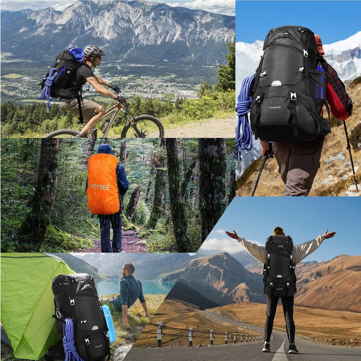 Merkloos Hiking Backpack 50L, Men Women Waterproof Trekking Backpack Travel Backpack Outdoor Hiking Backpack With Rain Cover, Backpacker Backpack For Hiking, Mountaineering, Camping, Travel Sports 11 Merkloos Hiking Backpack 50L, Men Women Waterproof Trekking Backpack Travel Backpack Outdoor Hiking Backpack With Rain Cover, Backpacker Backpack For Hiking, Mountaineering, Camping, Travel Sports - Afbeelding 9