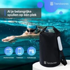 Trendwares - Drybag – Strandtas - Waterdichte Tas – Droogtas – Rugtas - Survival Outdoor Tas – 20 Liter - Zwart -Voyago Winkel 1200x1200 3505