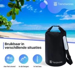 Trendwares - Drybag – Strandtas - Waterdichte Tas – Droogtas – Rugtas - Survival Outdoor Tas – 20 Liter - Zwart -Voyago Winkel 1200x1200 3508