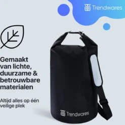 Trendwares - Drybag – Strandtas - Waterdichte Tas – Droogtas – Rugtas - Survival Outdoor Tas – 20 Liter - Zwart -Voyago Winkel 1200x1200 3509