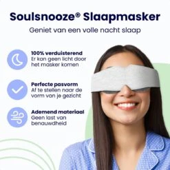 Soulsnooze® Luxe Traagschuim Slaapmasker Vrouwen & Mannen – Grijs Katoen – 100% Verduisterend Oogmasker Slaap – Inclusief Reistas -Voyago Winkel 1200x1200 3552