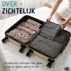 Qpacks - Loco Leopard Packing Cubes Set 6-delig - Waterdicht - Patroon - Tijgerprint - Toilettas - Koffer Organiser - Backpack -Voyago Winkel 1200x1200 3571